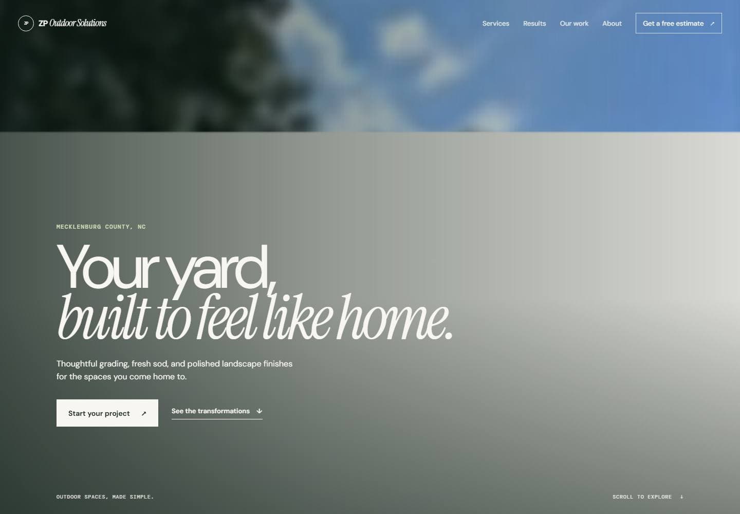 ZP Outdoor Solutions website preview